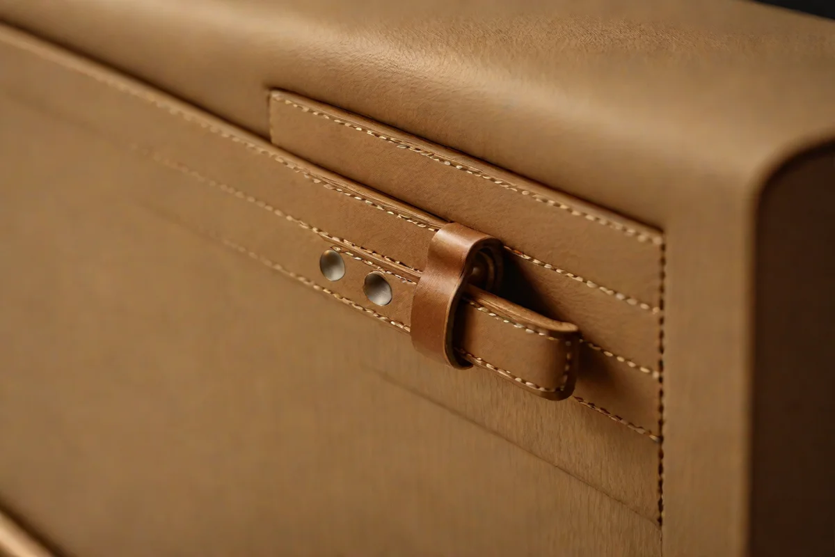 Concurrence of Material Tension through Veg-Tanned Leather - Japandi Interior Design Ideas