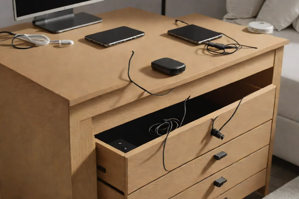 Prioritize Invisible Utility for Cable Management - Styling a Nightstand