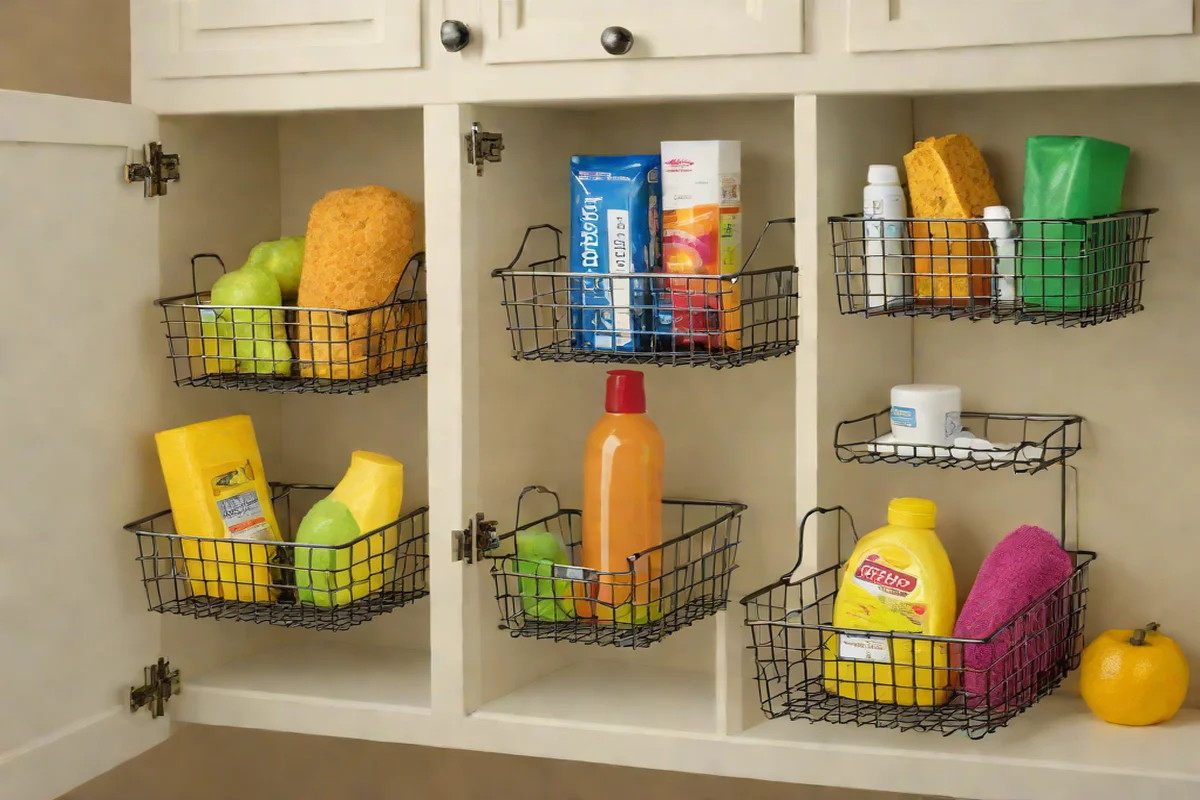 Over-the-Cabinet Door Wire Baskets (Renter-Safe) - Under-Sink Storage Ideas