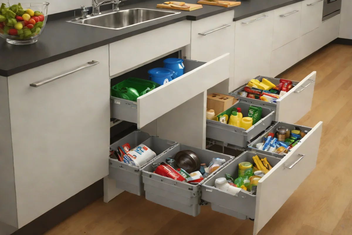 Deep Slide-Out Trash and Recycling Bins - Under-Sink Storage Ideas