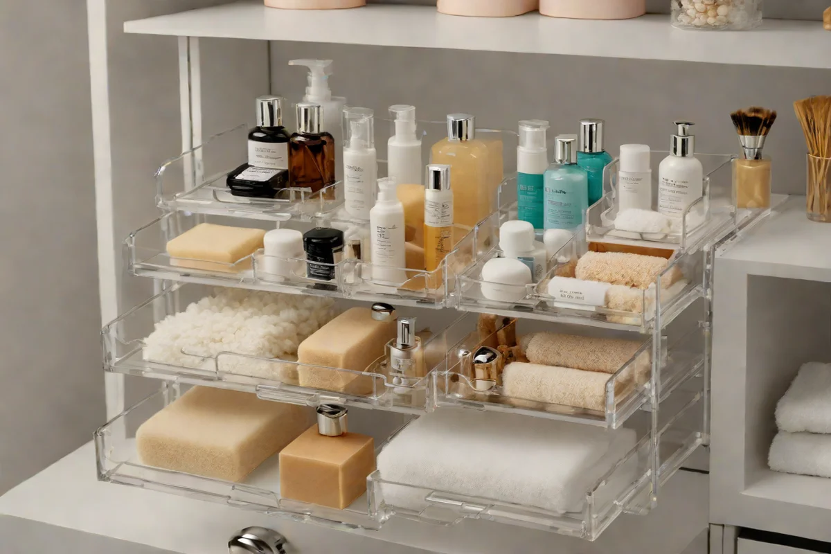 Clear Acrylic Tiered Drawers for Visual Breathability - Under-Sink Storage Ideas