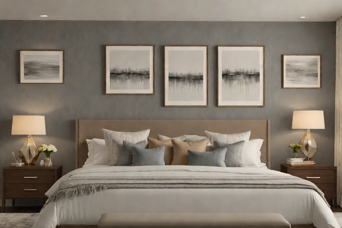 Monochromatic Color Drenched Gallery Canvases Monochromatic Color Drenched Gallery Canvases - Artwork Placement Ideas Above the Bed