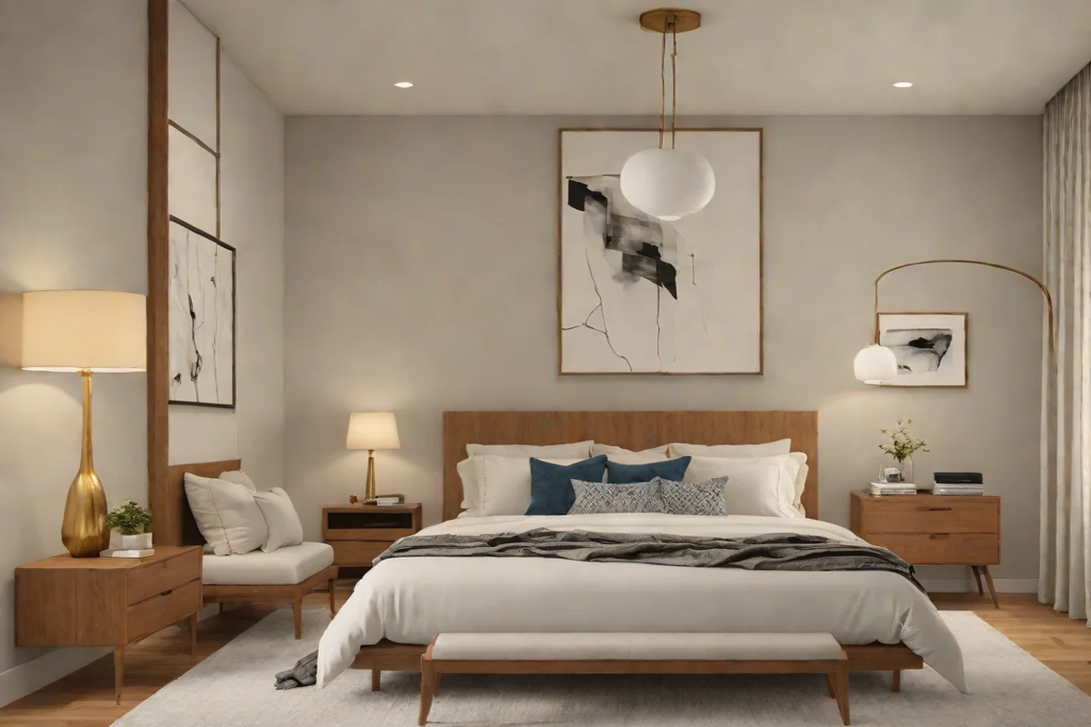 Asymmetric Architectural Off-Center Leans Asymmetric Architectural Off-Center Leans - Artwork Placement Ideas Above the Bed