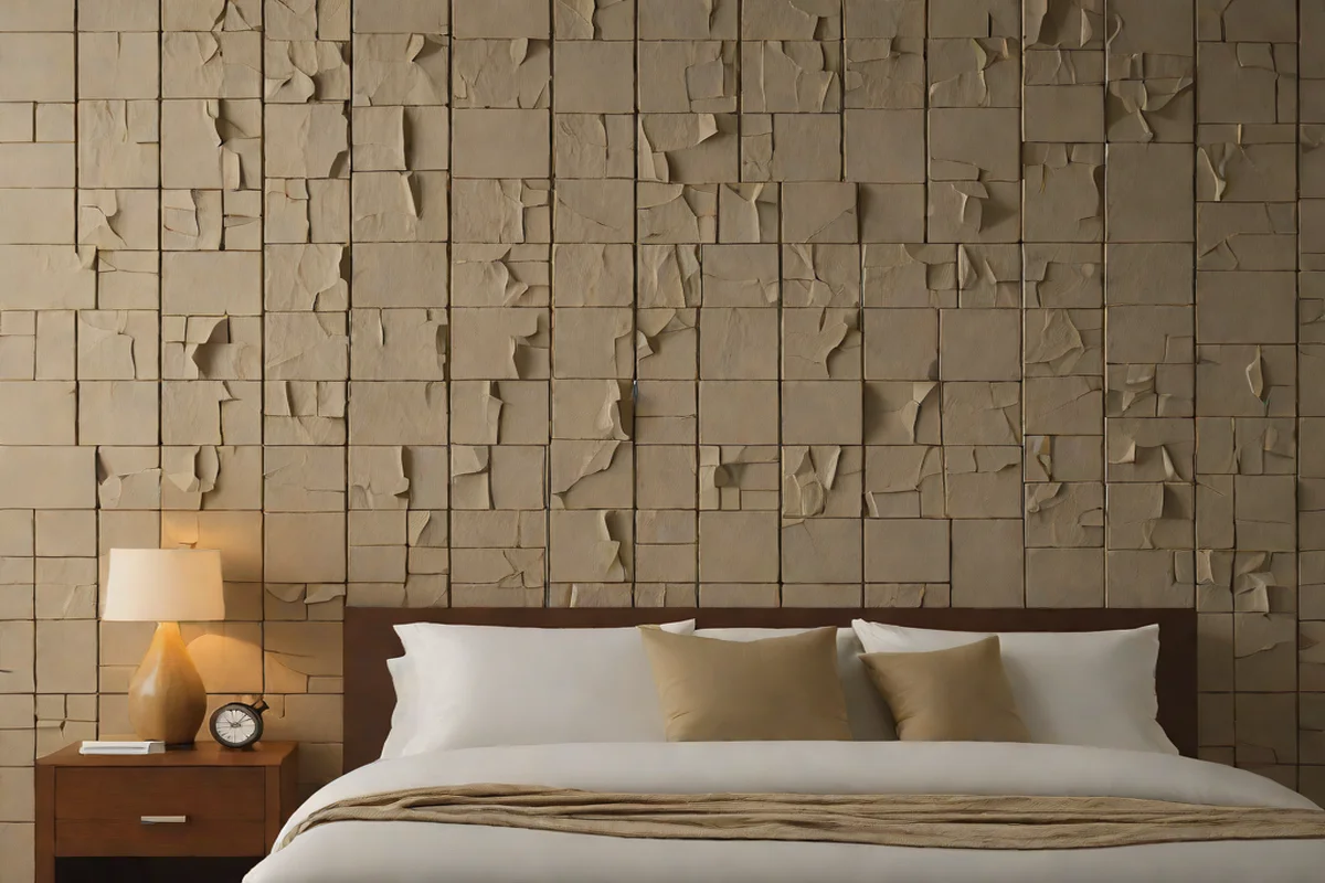 Low-Profile Cleft-Face Stone Tile Matrices Low-Profile Cleft-Face Stone Tile Matrices - Artwork Placement Ideas Above the Bed