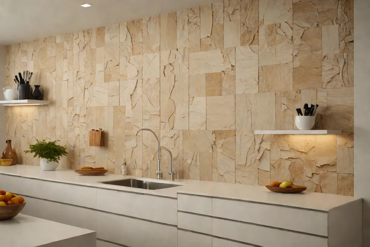 Monolithic Raw Travertine Cleft-Face Plaques - Backsplash Ideas for White Kitchens