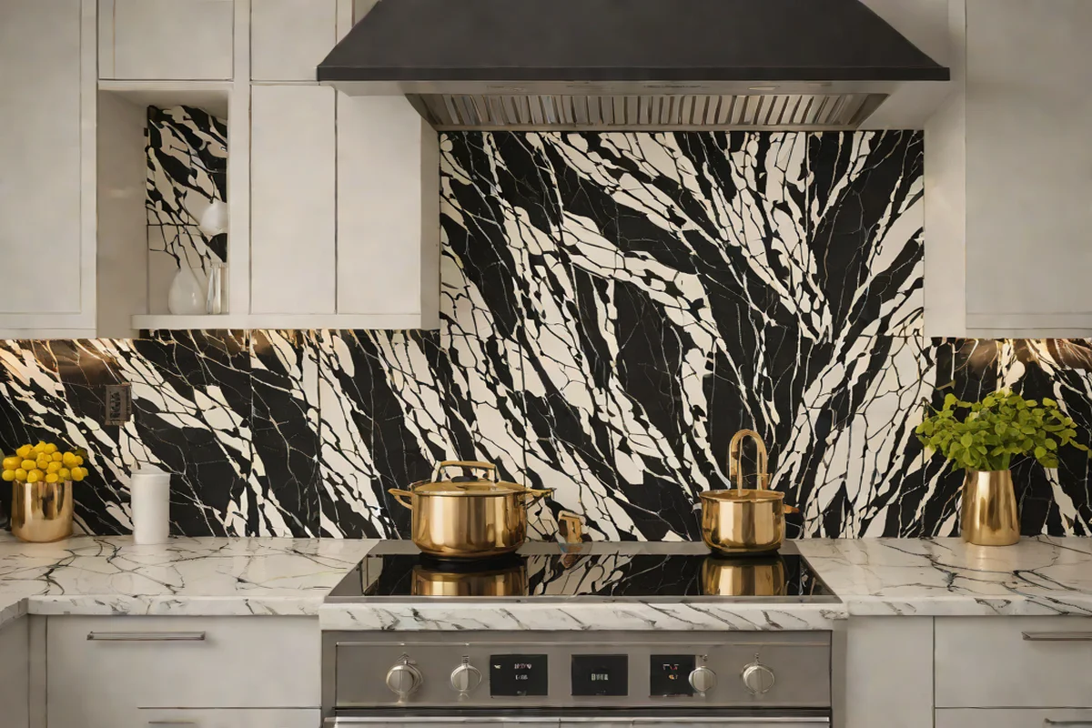The Graphic Soul of Nero Marquina High-Contrast Insets - Backsplash Ideas for White Kitchens