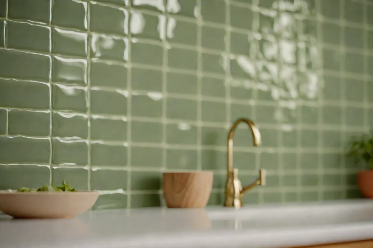Hand-Thrown Wabi-Sabi Sage Green Ceramics - Backsplash Ideas for White Kitchens