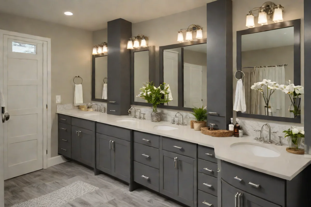 Monolithic Charcoal Painted Vanity Upgrades - Bathroom Decor Ideas on a Tiny Budget