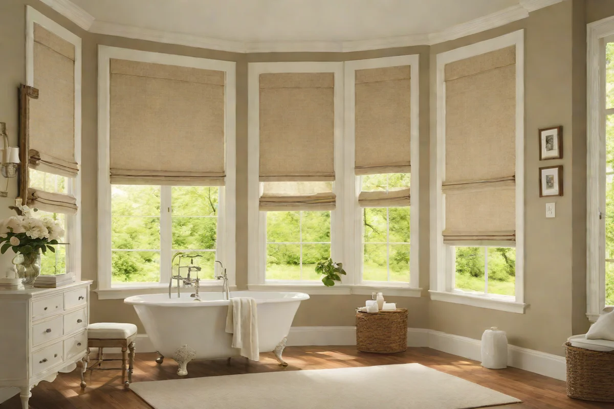 Textured Linen Roman Window Shades - Bathroom Decor Ideas on a Tiny Budget