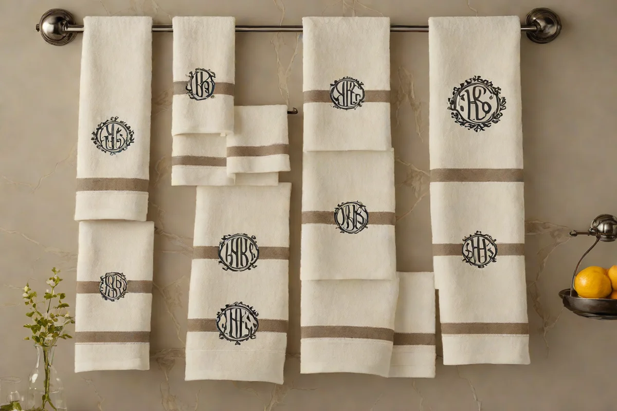 Custom Monogrammed Linen Towel Accents - Bathroom Decor Ideas on a Tiny Budget