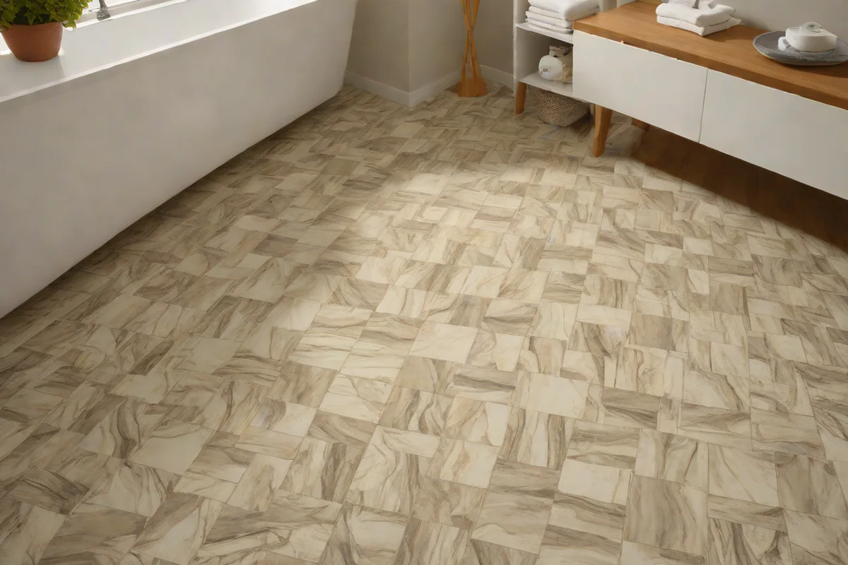 Removable Peel-and-Stick Vinyl Floor Tile Resets - Bathroom Decor Ideas on a Tiny Budget
