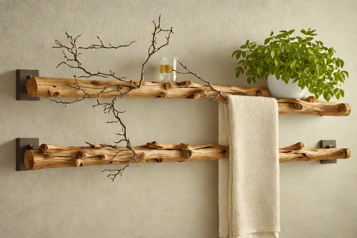 Asymmetric Floating Branch Wall Mounts - Bathroom Decor Ideas on a Tiny Budget