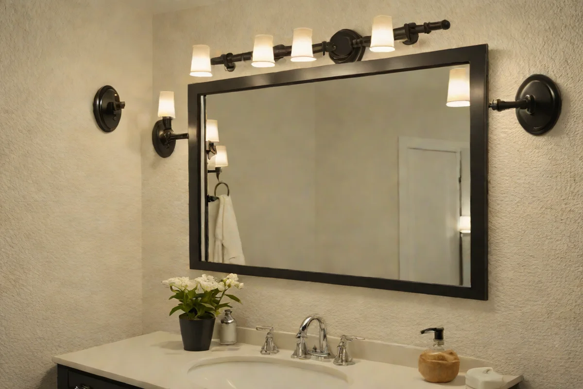 Over-the-Mirror Drop-Down Plug-In Sconce Mounts - Bathroom Decor Ideas on a Tiny Budget