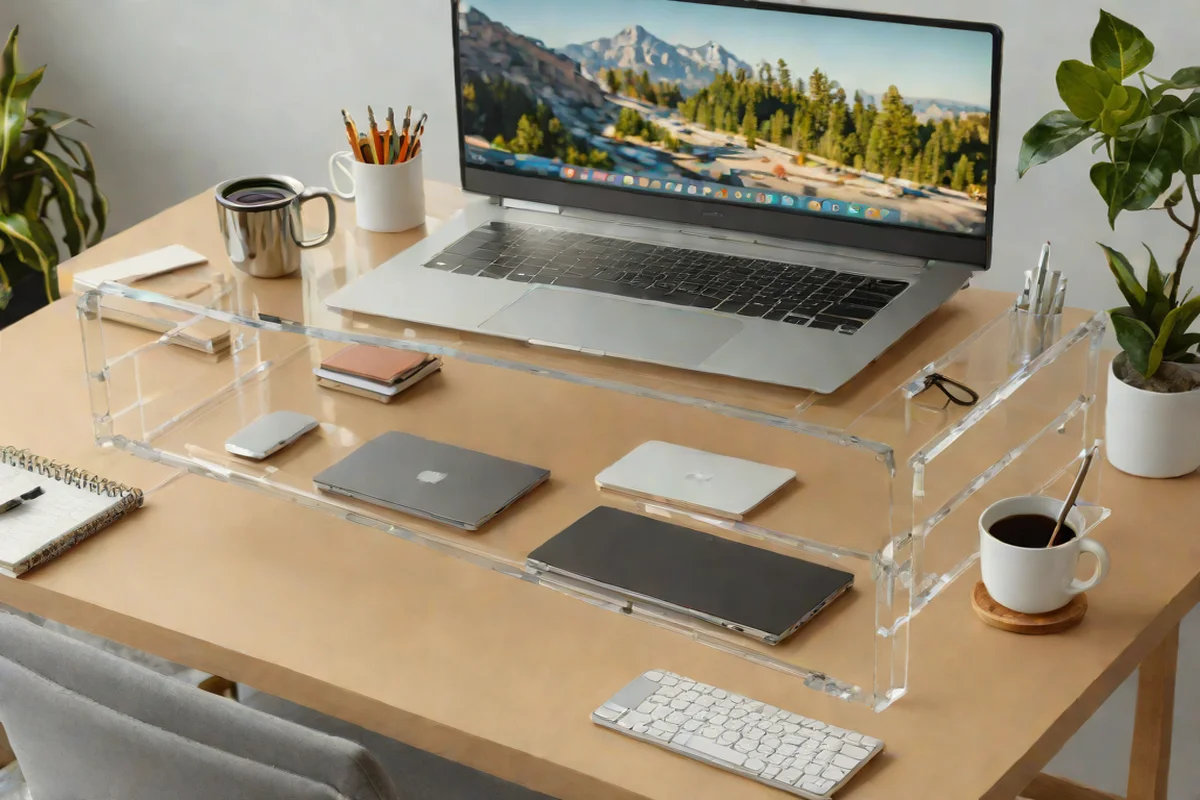 Custom Acrylic Desk Risers for Visual Air - Dorm Room Decorating Ideas