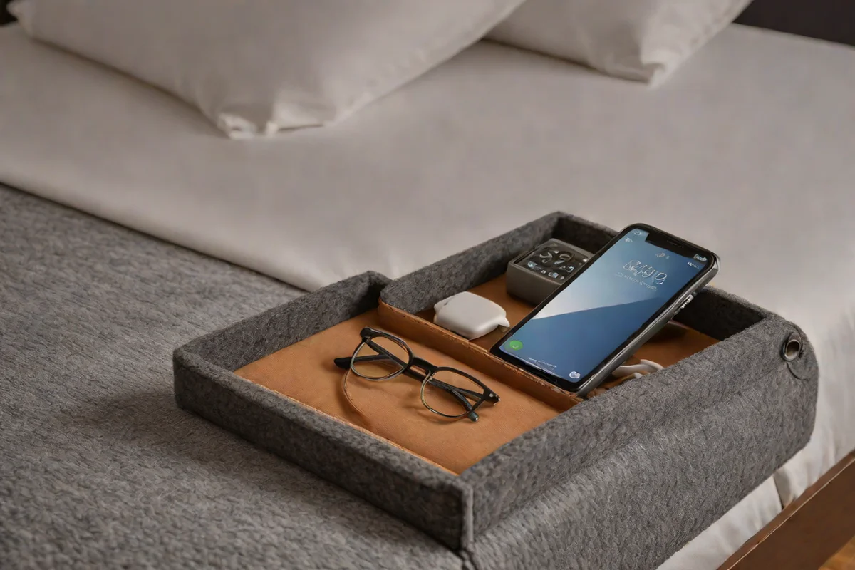 Bedside Caddy Sleeves for Invisible Tech Storage - Dorm Room Decorating Ideas