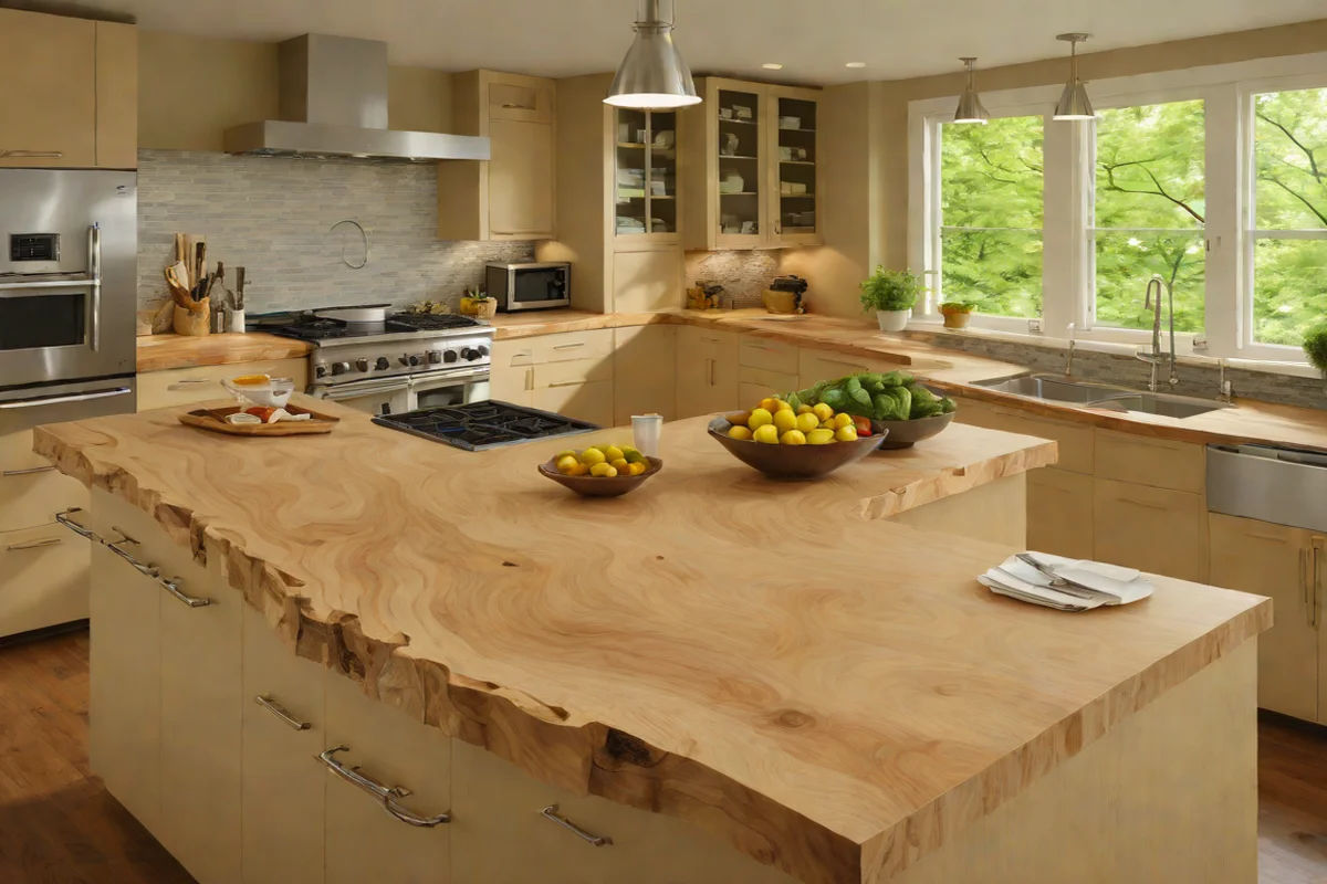 Thick Layered Raw Timber Countertops Thick Layered Raw Timber Countertops - Farmhouse Kitchen Decor Ideas