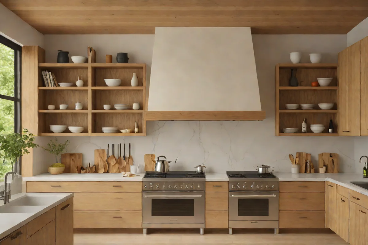 Symmetrical Axial open-Shelf Flanking Symmetrical Axial open-Shelf Flanking - Farmhouse Kitchen Decor Ideas