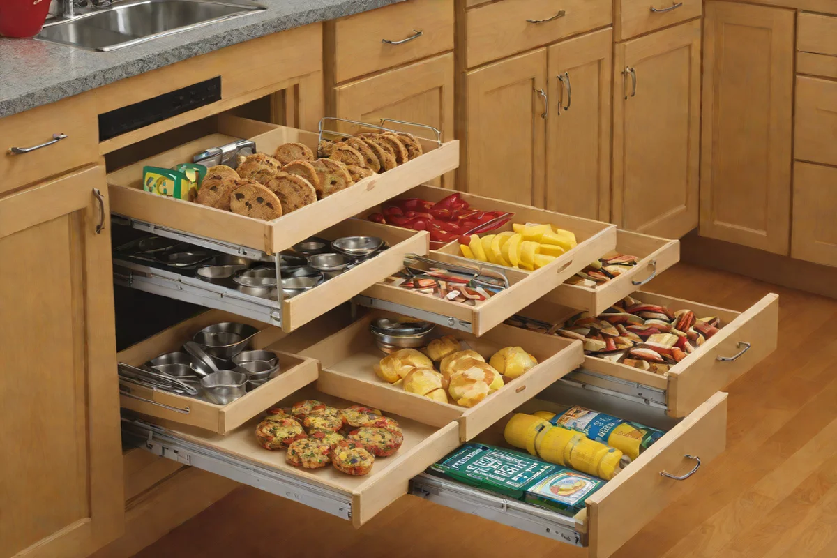 Slide-Out Multi-Tiered Baking Sheet Slots Slide-Out Multi-Tiered Baking Sheet Slots - Farmhouse Kitchen Decor Ideas