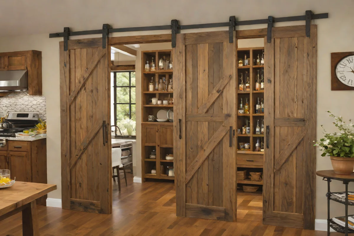 Reclaimed Barn Wood Sliding Pantry Doors Reclaimed Barn Wood Sliding Pantry Doors - Farmhouse Kitchen Decor Ideas