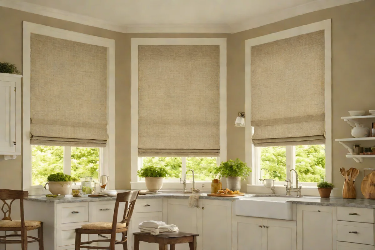 Textured Linen Roman Window Shades Textured Linen Roman Window Shades - Farmhouse Kitchen Decor Ideas