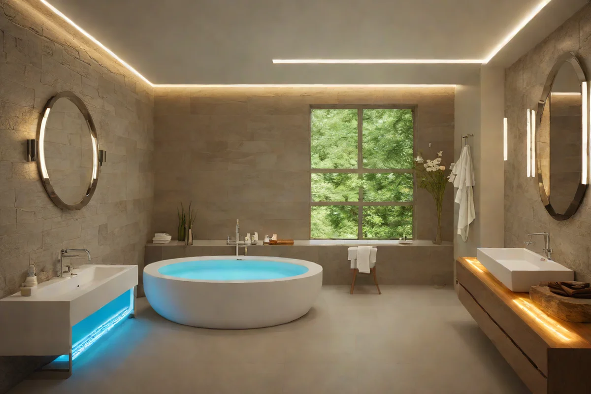 Integrated Chromotherapy Ambient LED Rings Integrated Chromotherapy Ambient LED Rings - Freestanding Tub Ideas
