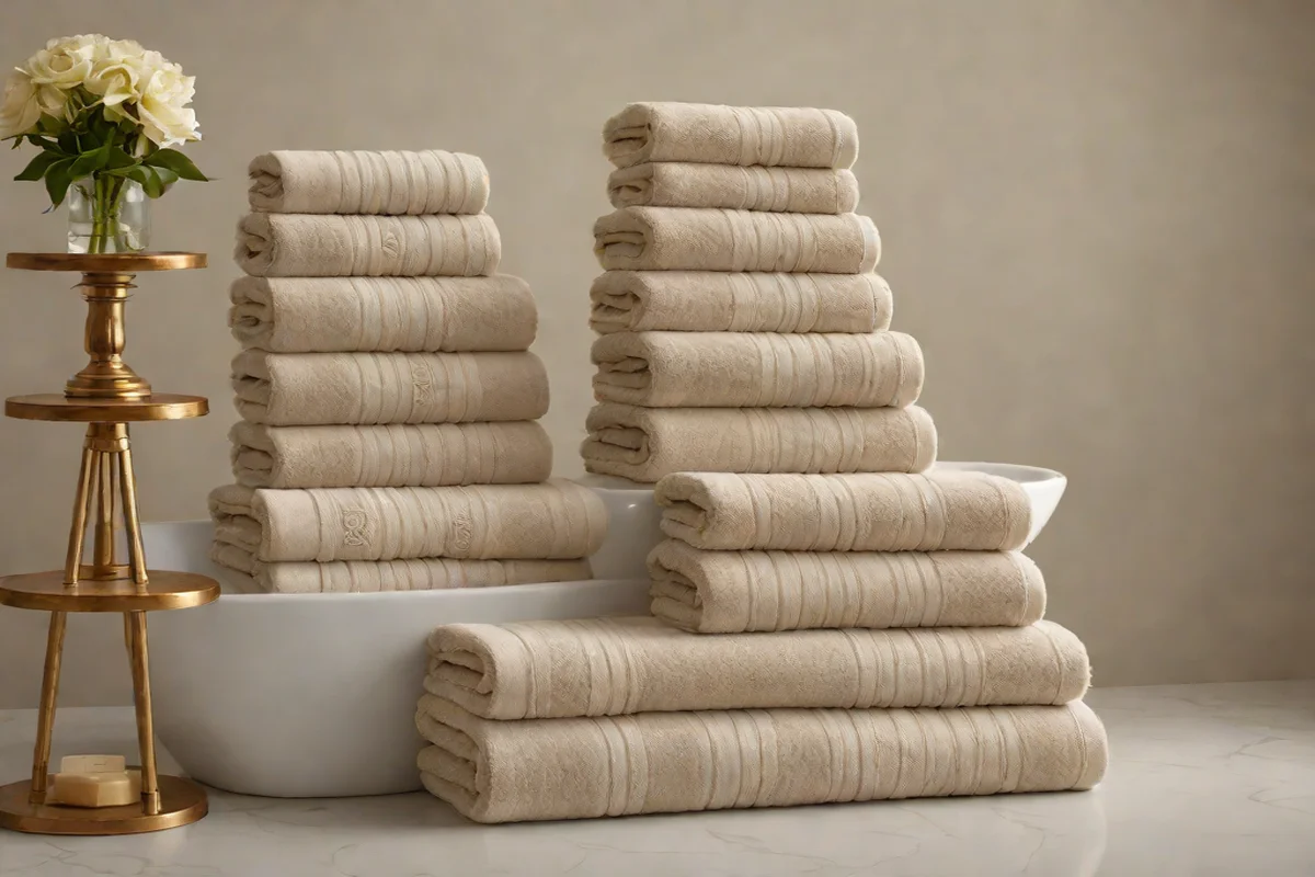 Custom Monogrammed Linen Towel Stacks Custom Monogrammed Linen Towel Stacks - Freestanding Tub Ideas