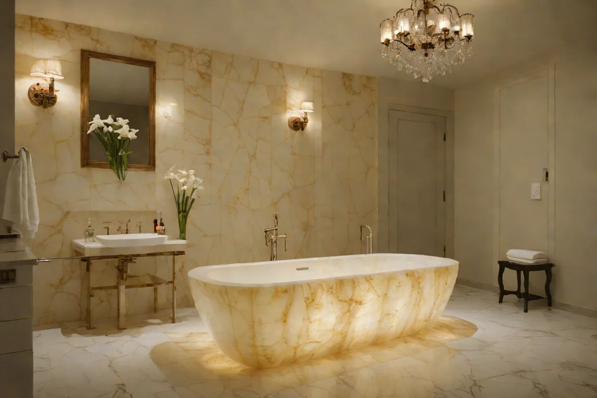 Thick White Onyx Translucent Backlighting Thick White Onyx Translucent Backlighting - Freestanding Tub Ideas