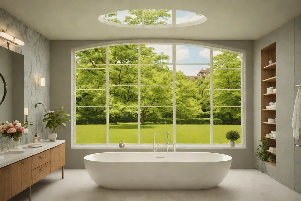 Symmetrical Axial Window Framing Symmetrical Axial Window Framing - Freestanding Tub Ideas