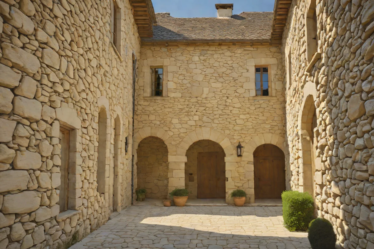 Monolithic Mortar-Smear Limestone Walls - French Country Exterior and Garden Designs