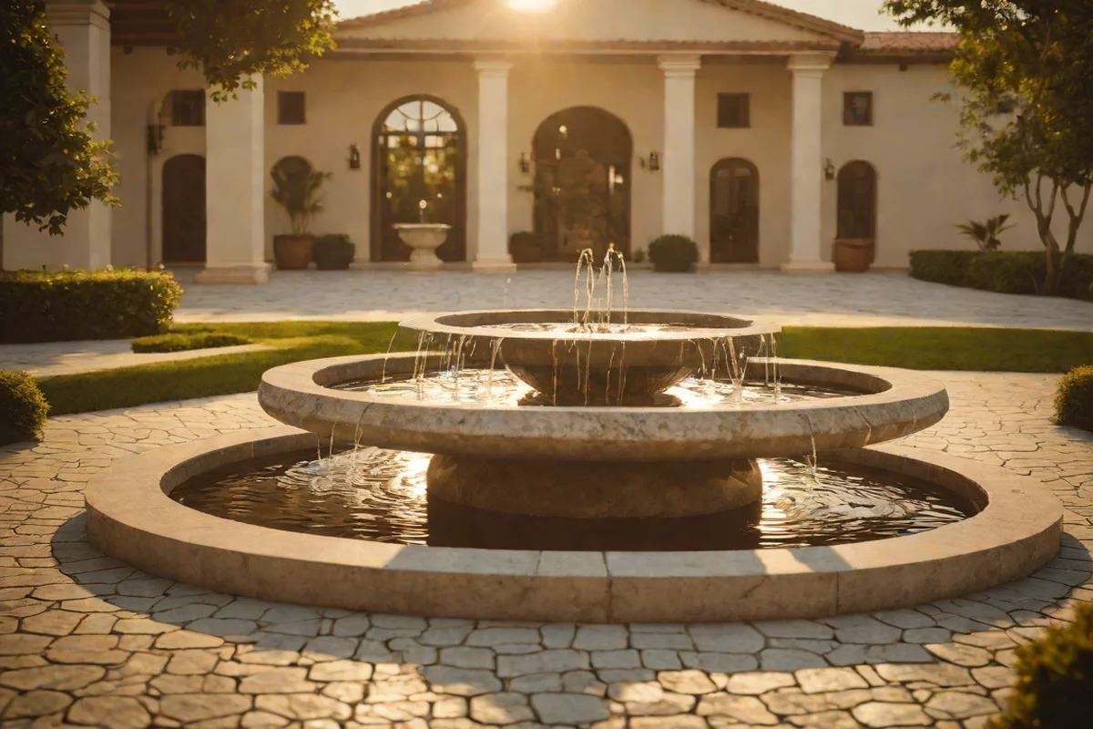 The Circular Geometric Fountain Water Mirror - French Country Exterior and Garden Designs