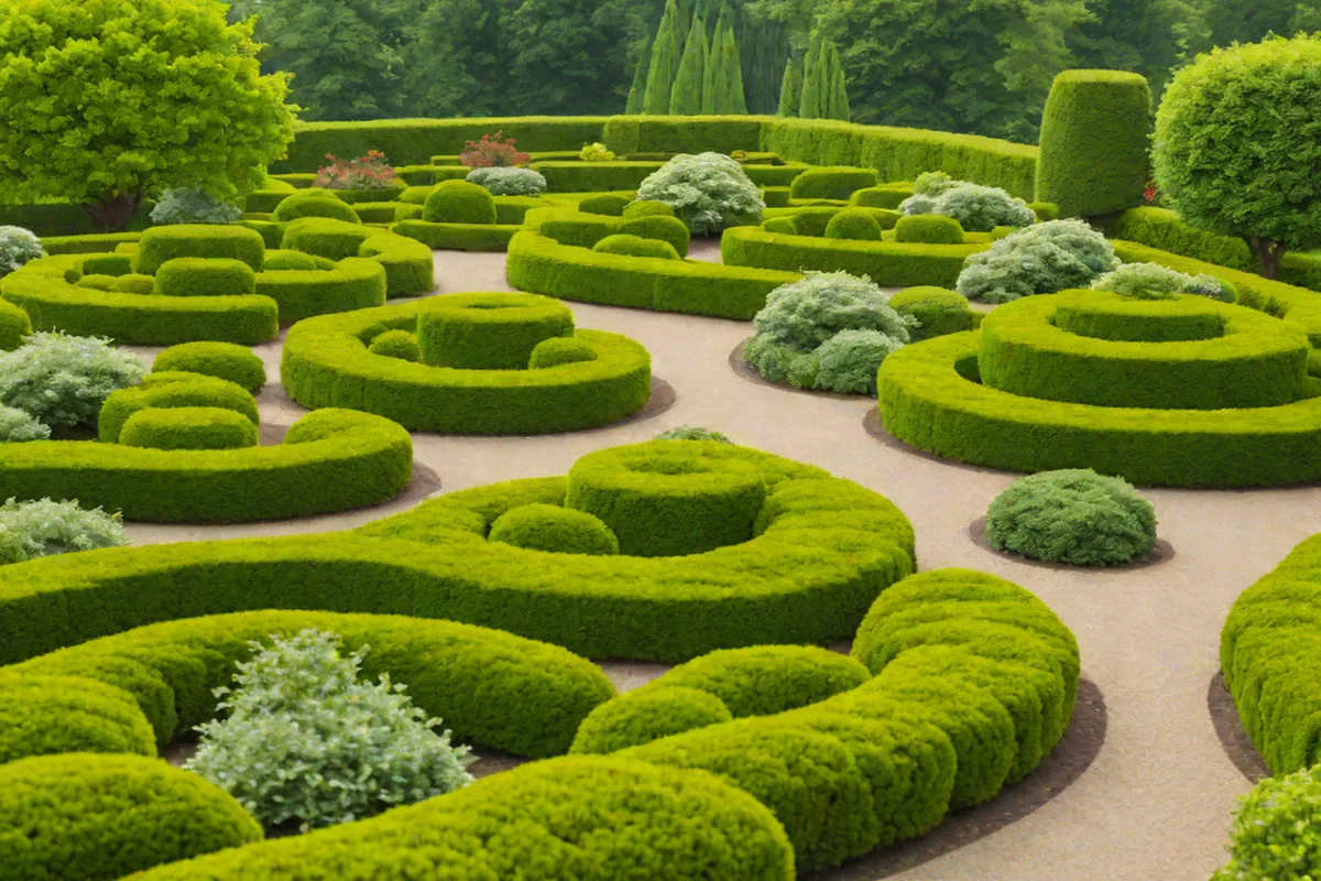 Casual Boxwood Cloud-Pruning Formats - French Country Exterior and Garden Designs