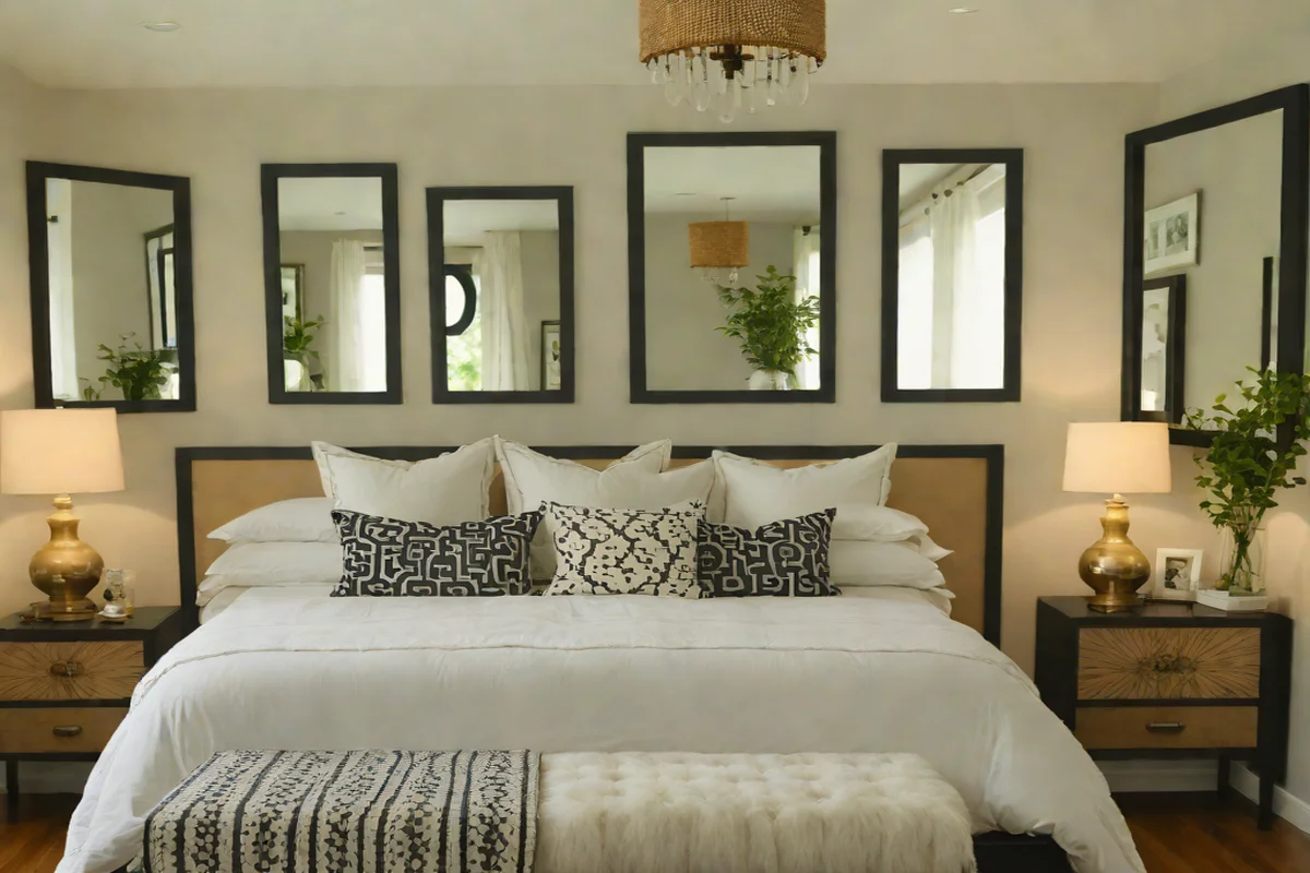 Flanking the Frame with Symmetrical Thrifted Mirrors - Guest Bedroom Refresh Ideas