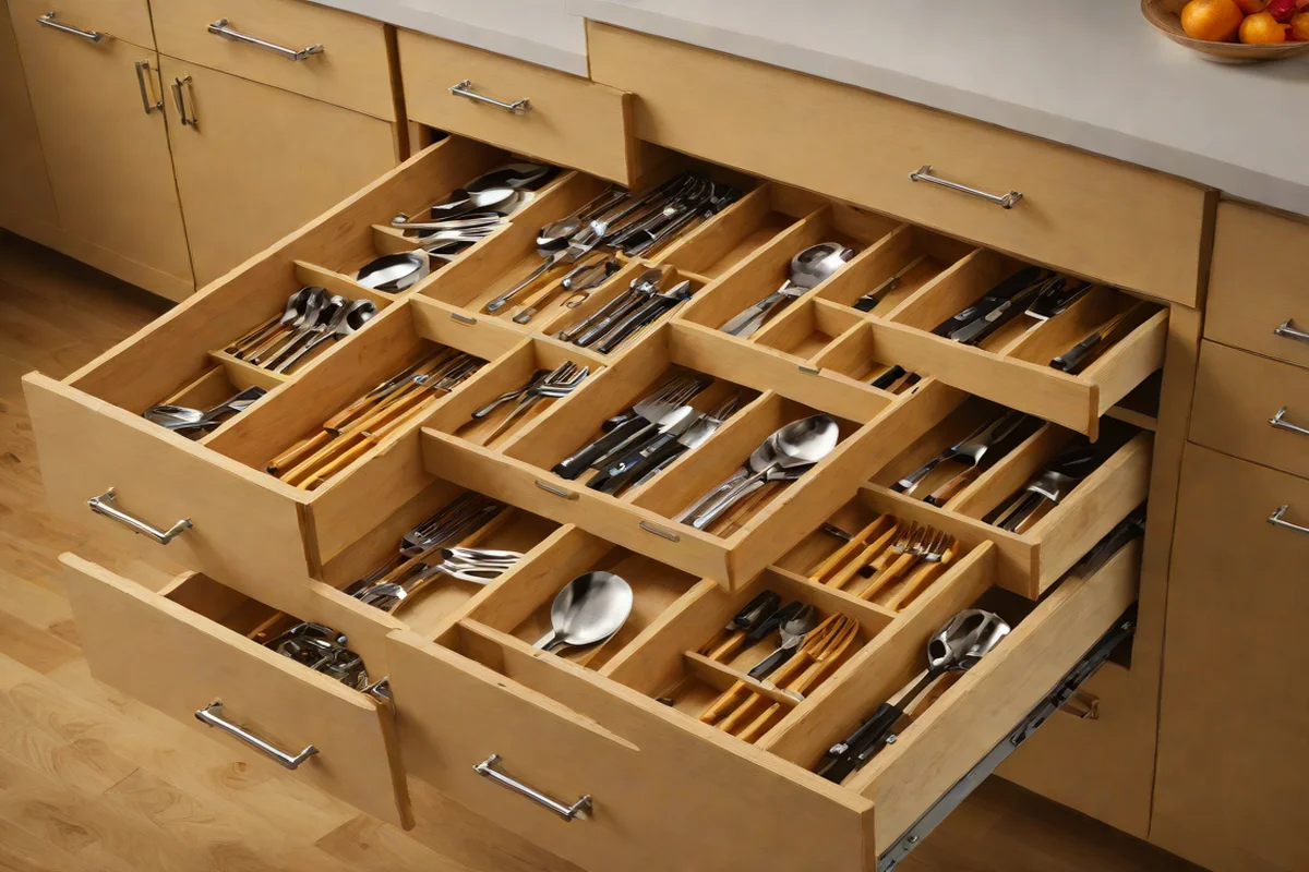 Inverted Bamboo Drawer Divaricators - Kitchen Drawer Organization Hacks