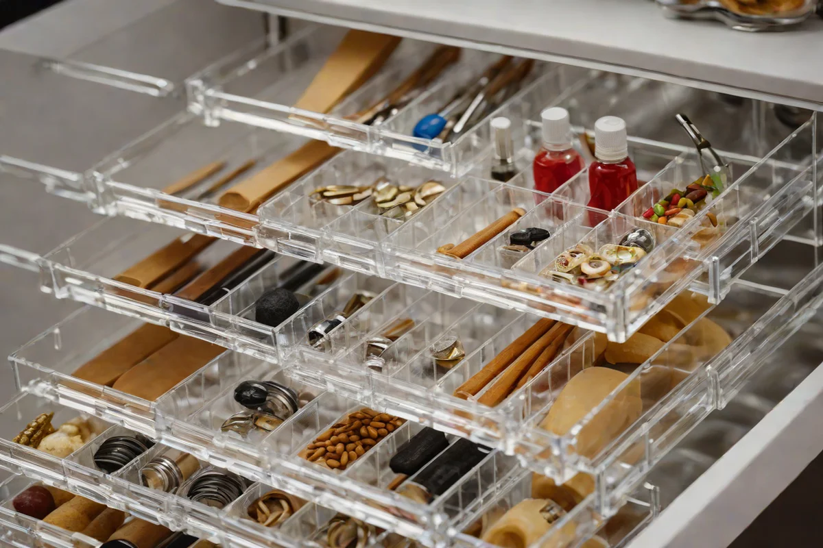 Clear Acrylic Tiered Base Trays - Kitchen Drawer Organization Hacks