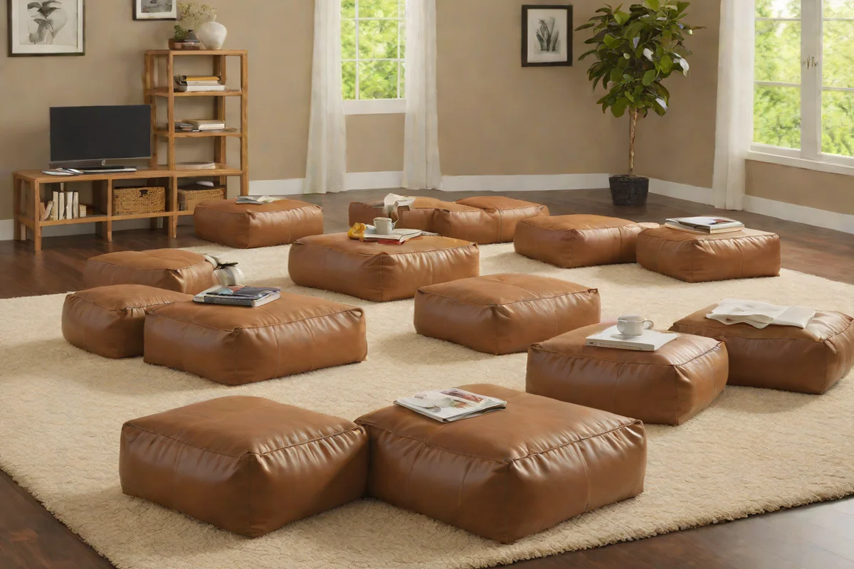 Low-Profile Modular Leather Floor Poufs Low-Profile Modular Leather Floor Poufs - Little Boy Bedroom Ideas