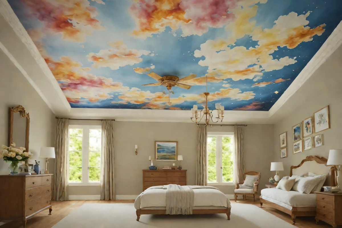Whimsical Watercolor Ceiling Murals Whimsical Watercolor Ceiling Murals - Little Girl Bedroom Decorating Ideas