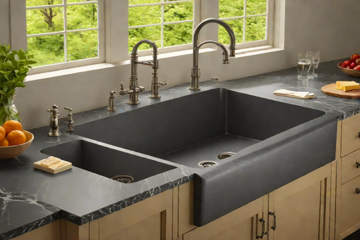 Industrial Cleft-Face Charcoal Soapstone Sinks Industrial Cleft-Face Charcoal Soapstone Sinks - Luxury Kitchen Faucet & Sink Styles