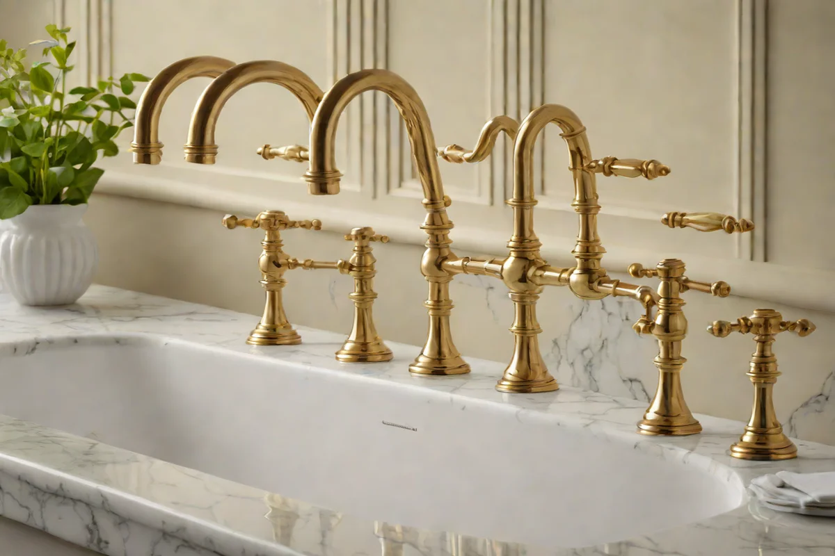 Unlacquered Antique Brass Bridge Faucets Unlacquered Antique Brass Bridge Faucets - Luxury Kitchen Faucet & Sink Styles