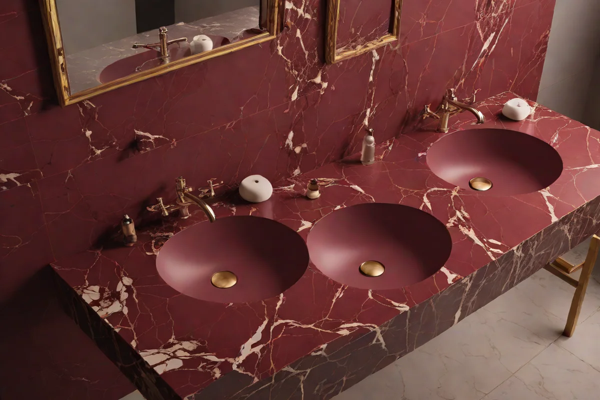 Rosso Levanto Opulent Plum Basins - Marble Countertop Inspiration