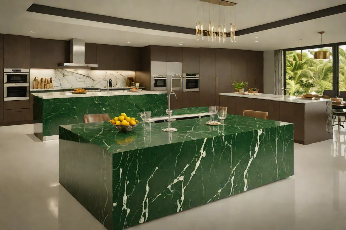 Emerald Green Verde Alpi Statement Islands - Marble Countertop Inspiration