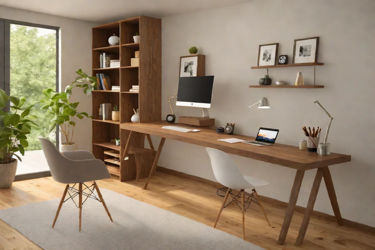 The Floating Walnut Desk Horizon - Mid-Century Modern Home Office