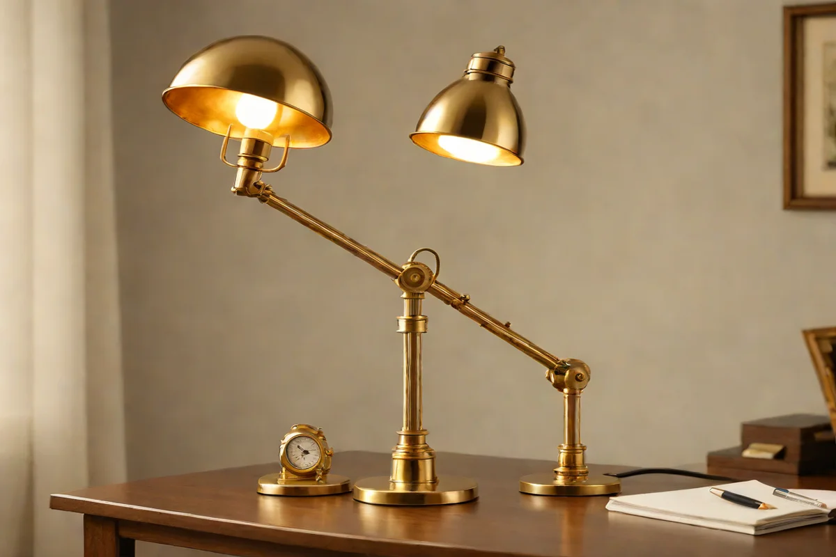 Atomic-Age Brass Lighting as Metallic Jewelry - Mid-Century Modern Home Office