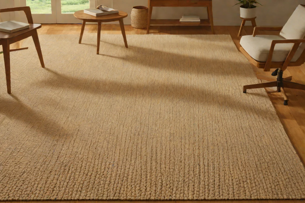 Tactile Softness via Flat-Woven Jute and Wool - Mid-Century Modern Home Office