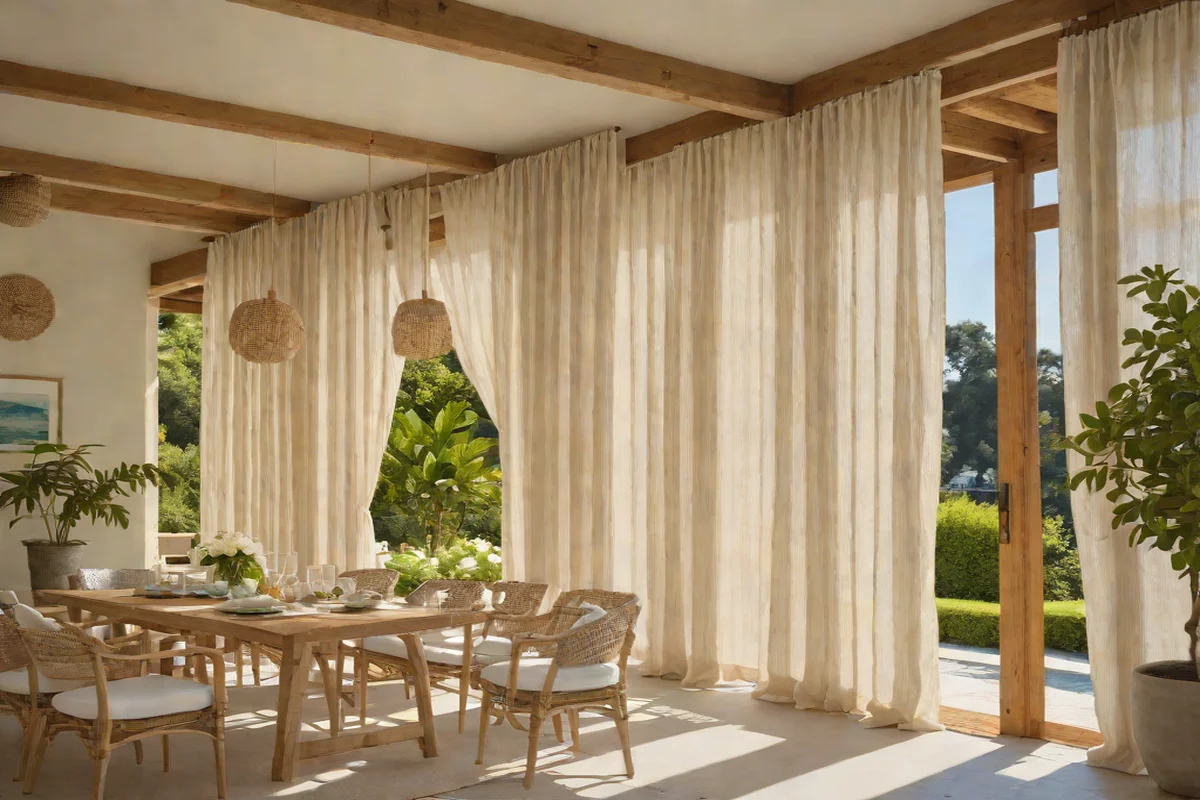 Raw Linen Panel Fabric Cabana Drapes Raw Linen Panel Fabric Cabana Drapes - Outdoor Dining Area Ideas