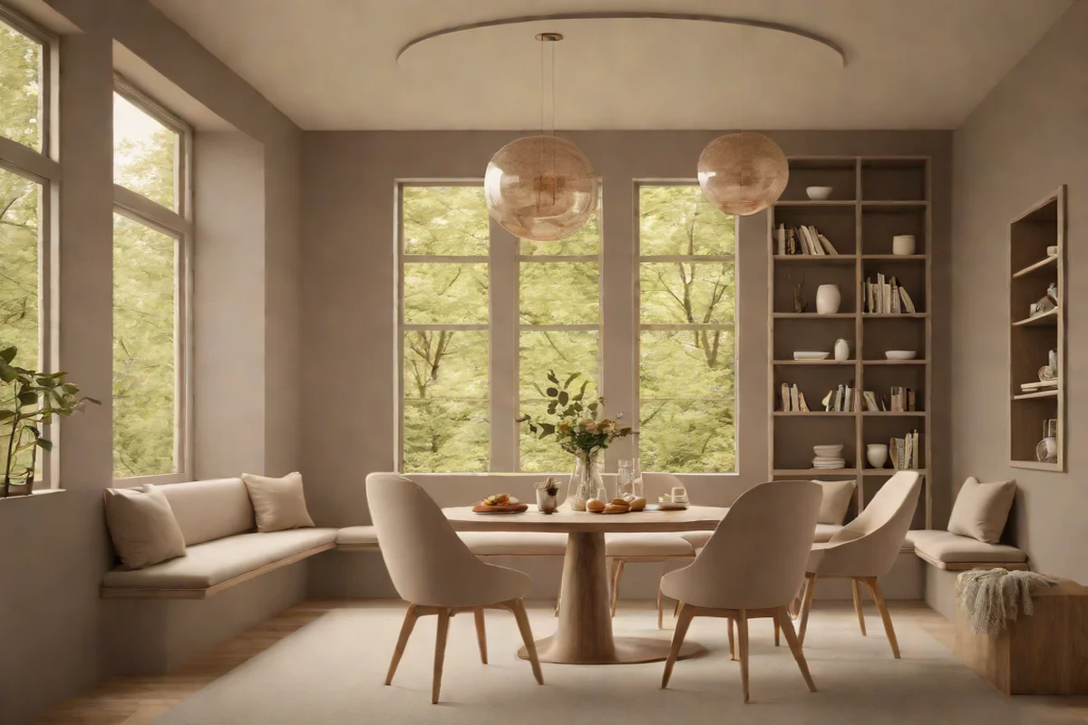 Monochromatic Color Drenched Dining Pods - Round Wood Dining Table Ideas