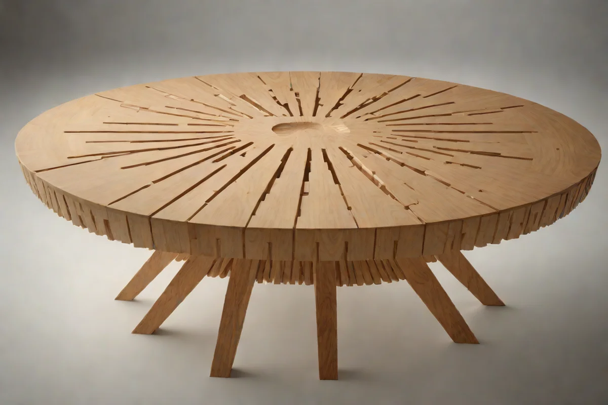 The Expanding Radial Segment Table - Round Wood Dining Table Ideas