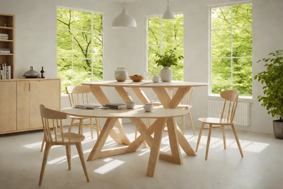The Bleached Ash Scandi Cross-Base Table - Round Wood Dining Table Ideas