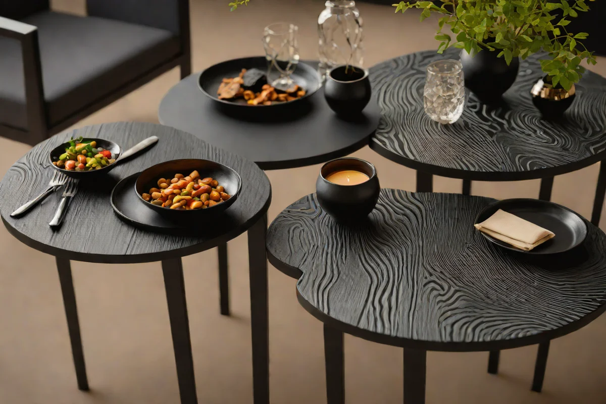 Charred Cedar Shou Sugi Ban Accent Tables - Round Wood Dining Table Ideas