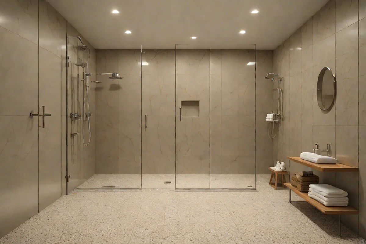 Matte Terrazzo-Style Porcelain Squares - Shower Tile Designs