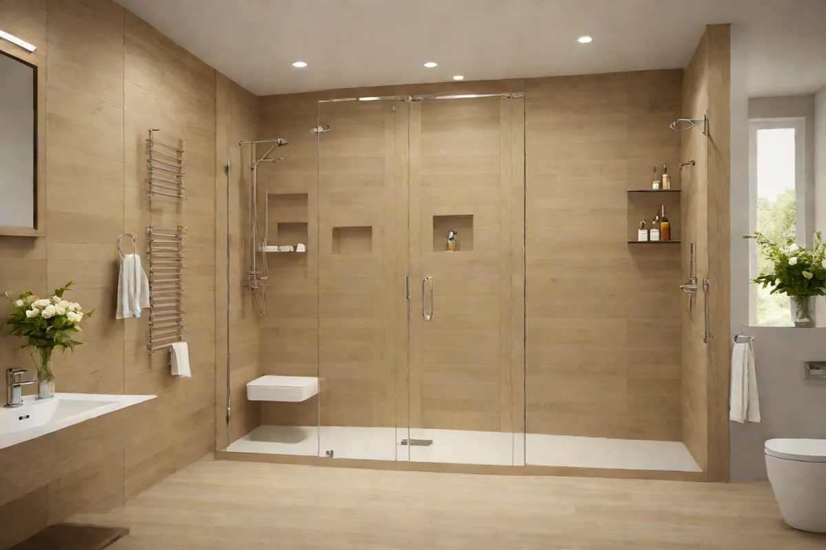 Bleached Wood-Look Ceramic Planks - Shower Tile Designs